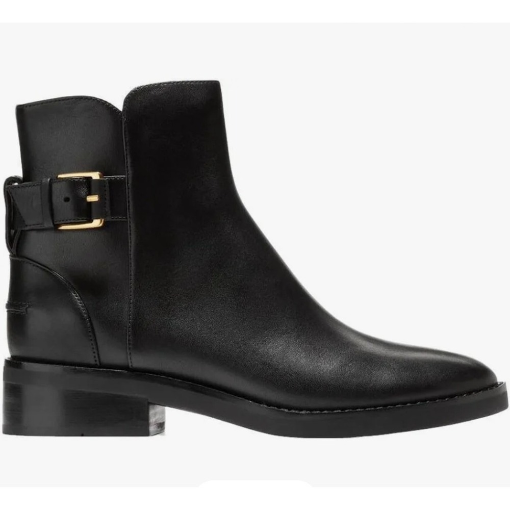 NEW! Cole Haan Women's Hampshire Buckle Black Leather Bootie Size 7B $200
